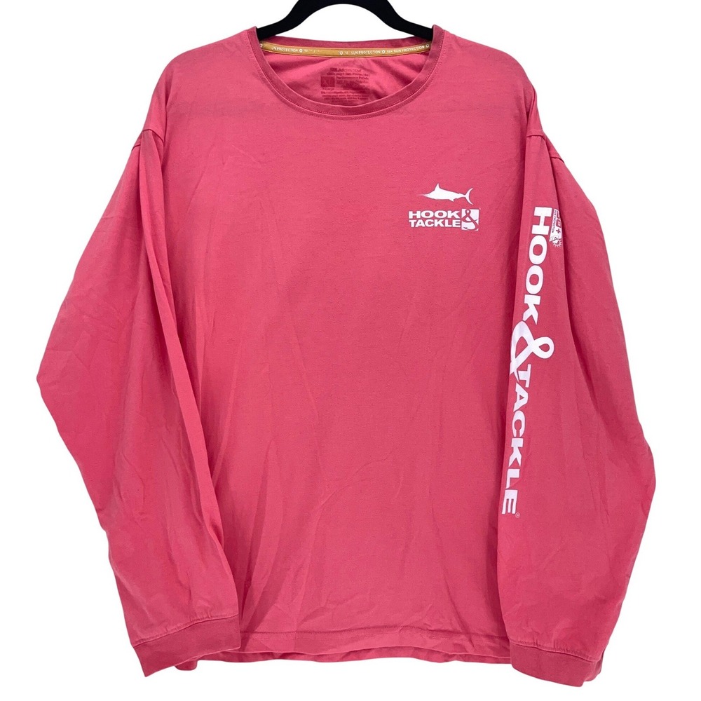 Hook & Tackle Pink Fishing Shirt XL Long Sleeve Performance UPF 50 Graphic Mens